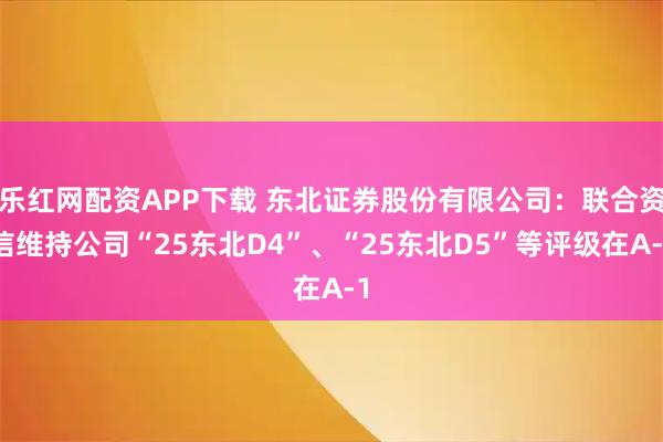 乐红网配资APP下载 东北证券股份有限公司：联合资信维持公司“25东北D4”、“25东北D5”等评级在A-1